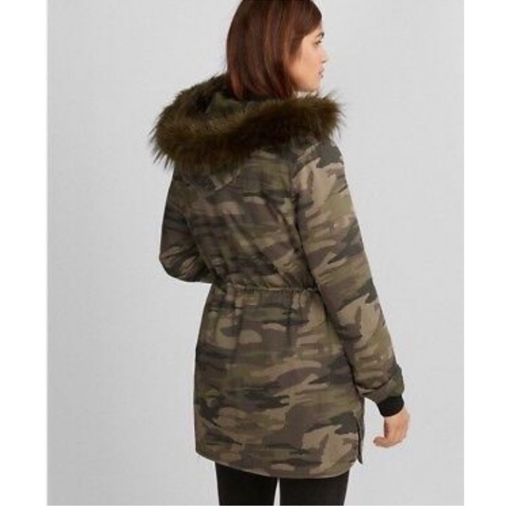 EXPRESS WOMEN'S Army Green CAMOUFLAGE HOODIE PARKA